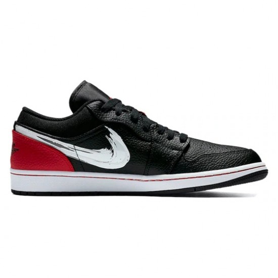 Scarpe Jordan 1 Low Brushstroke Swoosh Black Donna/Uomo AJ1 DA4659-001