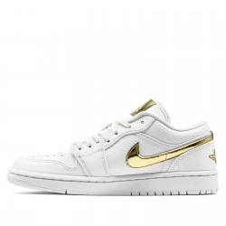 Scarpe Jordan 1 Low "White Metallic Gold" Uomo/Donna AJ1 CZ4776-100