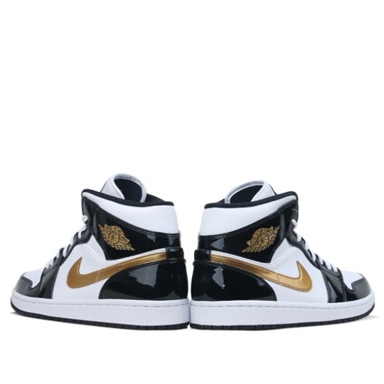 Scarpe Jordan 1 Mid "Patent Black White Gold" Donna/Uomo AJ1 852542-007