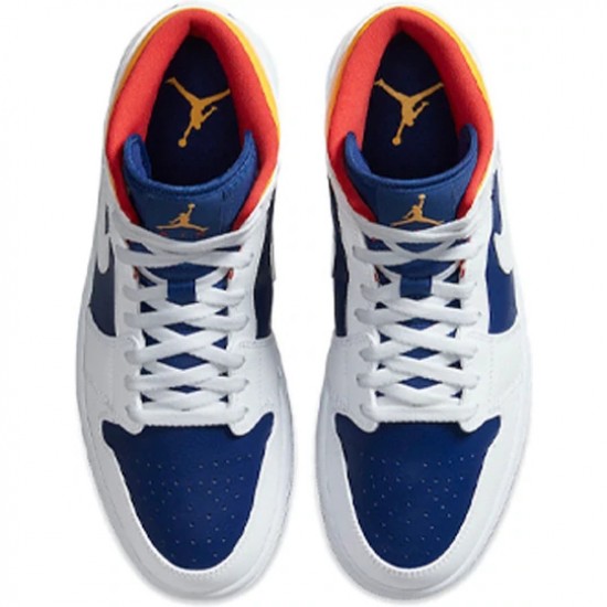 Scarpe Jordan 1 Mid Royal Blue Laser Orange Donna/Uomo AJ1 554724-131