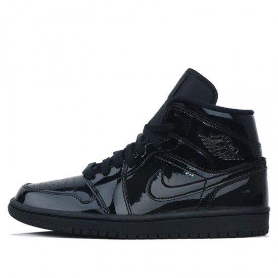 Scarpe Jordan 1 Mid SE Triple Black Patent Uomo AJ1 BQ6472-002