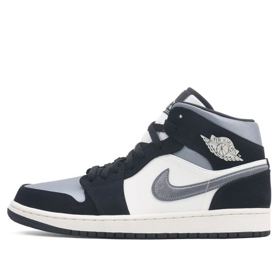 Scarpe Jordan 1 Mid Satin Grey Toe Uomo AJ1 852542-011