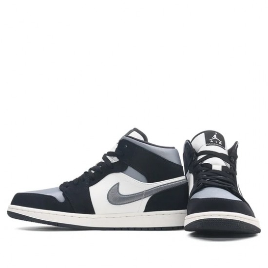 Scarpe Jordan 1 Mid Satin Grey Toe Uomo AJ1 852542-011