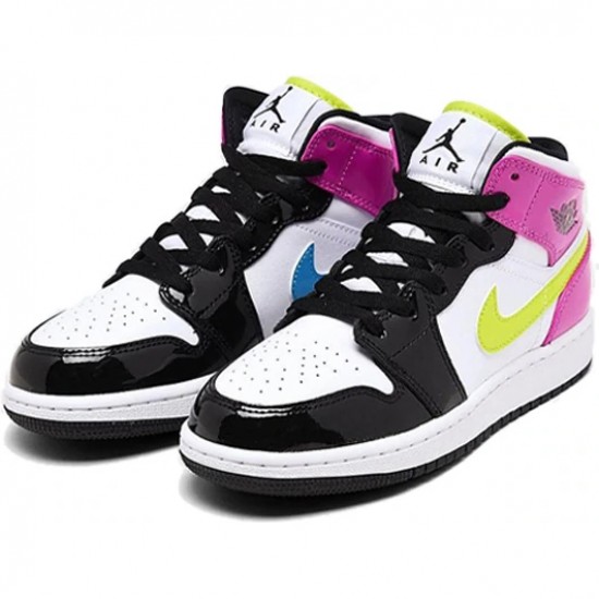 Scarpe Jordan 1 Mid White Black Cyber Pink Donna AJ1 CZ9835-100