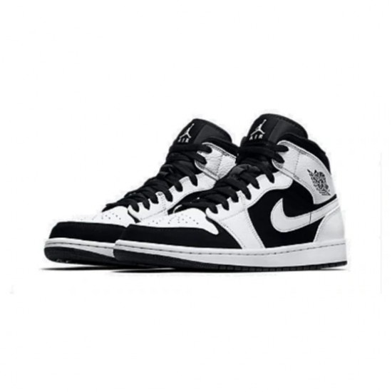 Scarpe Jordan 1 Mid White Black Donna/Uomo AJ1 554725-113