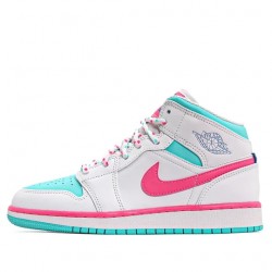 Scarpe Jordan 1 Mid "White Pink Green Soar" Donna AJ1 555112-102