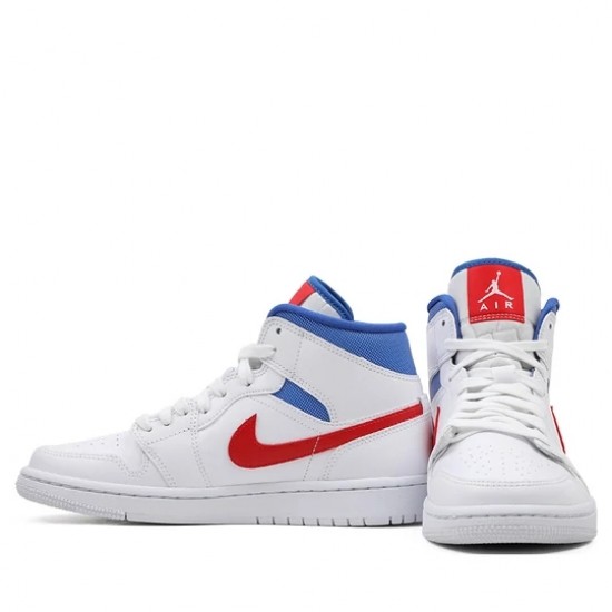 Scarpe Jordan 1 Mid White Red Royal Donna/Uomo AJ1 BQ6472-164