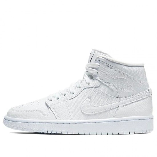 Scarpe Jordan 1 Mid White Snakeskin Donna/Uomo AJ1 BQ6472-110