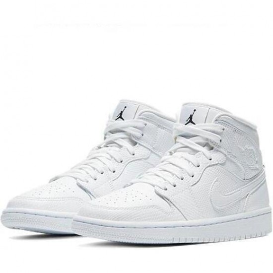 Scarpe Jordan 1 Mid White Snakeskin Donna/Uomo AJ1 BQ6472-110